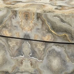 Ink Blot Curved 8 X 8 Inch Grey & Cream Lacquer Box -Furnitur Jamie Young 7ink cubxgr 2