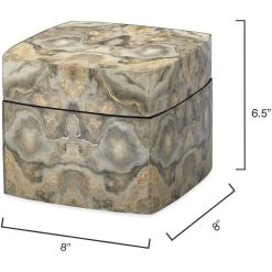 Ink Blot Curved 8 X 8 Inch Grey & Cream Lacquer Box -Furnitur Jamie Young 7ink cubxgr 7
