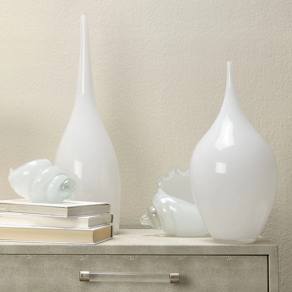 Nymph Decorative 19 X 8 Inch Vases In White Glass, Set Of 3 2 Nymph Decorative 19 X 8 Inch Vases In White Glass, Set Of 3 - Image 2