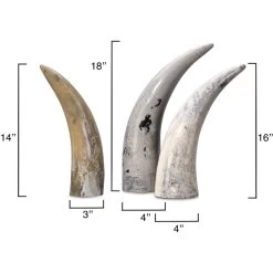 Varigated Horn Swirled Cream And Black And Grey Resin Decorative Objects, Set Of 3 -Furnitur Jamie Young 7vari obgr 2