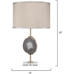 Agate 25.5 Inch 100.00 Watt Natural Lavendar Agate & Antique Brass Table Lamp Portable Light -Furnitur Jamie Young 9agatelvbr 2