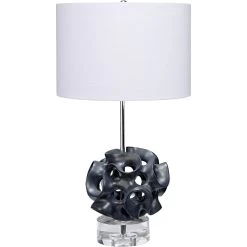 Anya 26 Inch 150.00 Watt Black And Clear Table Lamp Portable Light
