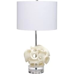Anya 26 Inch 150.00 Watt White And Clear Table Lamp Portable Light
