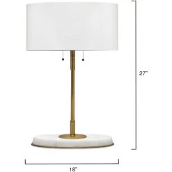 Barcroft 28 Inch 25.00 Watt Antique Brass & White Table Lamp Portable Light 7 Barcroft 28 Inch 25.00 Watt Antique Brass & White Table Lamp Portable Light -Furnitur Jamie Young 9barcrtlabwh 2