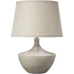 Basketweave 22 Inch 150.00 Watt Off White Table Lamp Portable Light