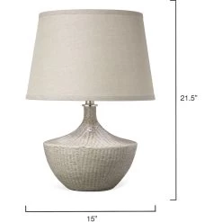 Basketweave 22 Inch 150.00 Watt Off White Table Lamp Portable Light -Furnitur Jamie Young 9baskwhc255m 5