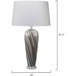 Bridgette 31 Inch 150.00 Watt Grey And Black Swirl Glass Table Lamp Portable Light 7 Bridgette 31 Inch 150.00 Watt Grey And Black Swirl Glass Table Lamp Portable Light -Furnitur Jamie Young 9bridtlgr 5