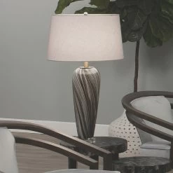 Bridgette 31 Inch 150.00 Watt Grey And Black Swirl Glass Table Lamp Portable Light 9 Bridgette 31 Inch 150.00 Watt Grey And Black Swirl Glass Table Lamp Portable Light -Furnitur Jamie Young 9bridtlgr 8