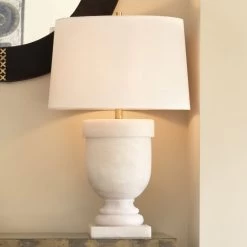 Carnegie 35 Inch 60.00 Watt White Faux Alabaster Table Lamp Portable Light -Furnitur Jamie Young 9carnegiewh 17