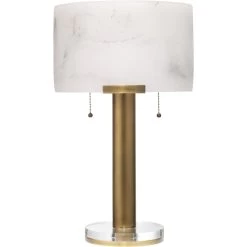 Elancourt 23 Inch 40.00 Watt White & Antique Brass Table Lamp Portable Light