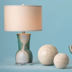 Estel 24 Inch 150.00 Watt Aqua / White / Natural Table Lamp Portable Light -Furnitur Jamie Young 9esteltlaq 2
