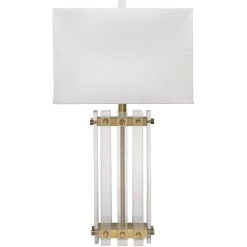 Grammercy 28 Inch 150.00 Watt Acrylic & Antique Brass Table Lamp Portable Light