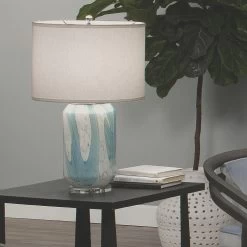 Helen 27 Inch 150.00 Watt Pale Blue Table Lamp Portable Light -Furnitur Jamie Young 9helentlblue 8