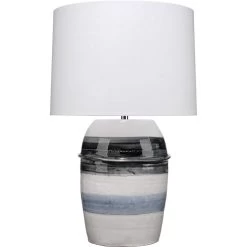 Horizon Striped 32 Inch 150.00 Watt Grey / Black / White Ceramic Table Lamp Portable Light