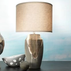 Landslide 32 Inch 150.00 Watt Matte Grey W/ Beige & White Drip Table Lamp Portable Light -Furnitur Jamie Young 9landtlgrey 2