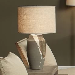 Landslide 32 Inch 150.00 Watt Matte Grey W/ Beige & White Drip Table Lamp Portable Light -Furnitur Jamie Young 9landtlgrey 3