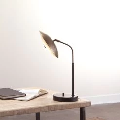 Marvin 20 Inch 7.00 Watt Brushed Brass & Matte Black Desk Lamp Portable Light -Furnitur Jamie Young 9marvintlbk 3