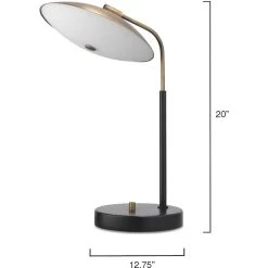 Marvin 20 Inch 7.00 Watt Brushed Brass & Matte Black Desk Lamp Portable Light -Furnitur Jamie Young 9marvintlbk 5