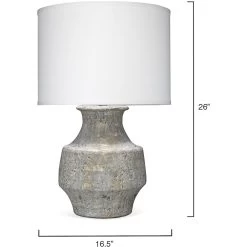 Masonry 27 Inch 150.00 Watt Grey Ceramic Table Lamp Portable Light -Furnitur Jamie Young 9masogrd131c 2
