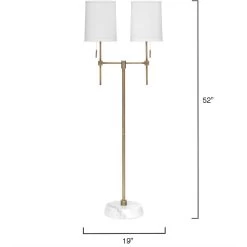 Minerva 52 Inch 40.00 Watt Antique Brass & White Marble Twin Shade Floor Lamp Portable Light -Furnitur Jamie Young 9mine flab 5