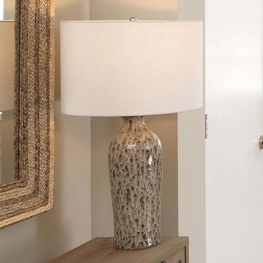 Nomad 30 Inch 100.00 Watt Brown Reactive Glaze Ceramic Table Lamp Portable Light 2 Nomad 30 Inch 100.00 Watt Brown Reactive Glaze Ceramic Table Lamp Portable Light - Image 2