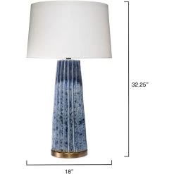 Pleated 32.25 Inch 150.00 Watt Cornflower Blue Table Lamp Portable Light -Furnitur Jamie Young 9pleatedtlbl 2