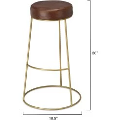 Henry 30 Inch Matte Brown And Brass Bar Stool -Furnitur Jamie Young ls20henbsbr 2