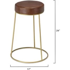 Henry 24 Inch Matte Brown And Brass Counter Stool -Furnitur Jamie Young ls20hencsbr 2