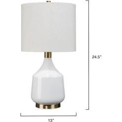 Amelia 24.5 Inch 100.00 Watt White Table Lamp Portable Light -Furnitur Jamie Young ls9ameliwhbr 2