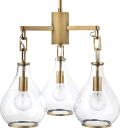 Tear Drop Three Arm Chandelier